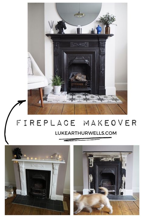 Fireplace Ideas Victorian, Painted Cast Iron Fireplace, Cast Iron Fireplaces, Victorian House Fireplace, Victorian Fireplace Makeover, Victorian Cast Iron Fireplace, Victorian Style Fireplace, Bedroom Fireplace Victorian, Cast Iron Fireplace Living Room