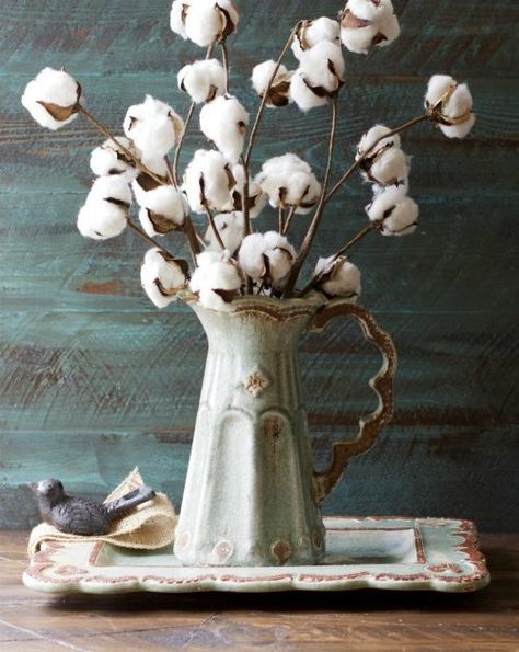 DIY Fixer Upper Farmhouse Style Ideas Bouquet Champetre, Fixer Upper Farmhouse, Southern Decor, Cotton Decor, Cotton Stems, Cotton Wreath, Shabby Chic Bathroom, Spring Home Decor, Spring Home