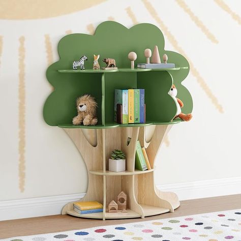 functional versatile storage - book shelf - children's furniture - nursery - amazon - ad - commission link Bookshelves For Kids Room, Woodland Playroom, Kids Room Bookshelves, Tree Bookcase, Unique Bookshelves, Growing Garden, Children Furniture, Tree Bookshelf, Fantasy Rooms