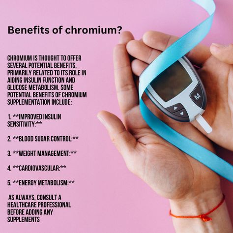 Chromium is thought to offer several potential benefits, primarily related to its role in aiding insulin function and glucose metabolism. Some potential benefits of chromium supplementation include: 1. **Improved Insulin Sensitivity:** 2. **Blood Sugar Control:** 3. **Weight Management:** 4. **Cardiovascular:** 5. **Energy Metabolism:** As always, consult a healthcare professional before adding any supplements Chromium Picolinate Benefits, Chromium Benefits, Lipid Metabolism, How To Help Nausea, Chromium Picolinate, Green Coffee Bean Extract, Blood Sugar Control, Health Knowledge, Insulin Resistance