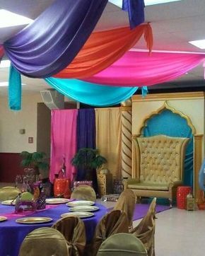 Diy Arabian Nights Decor, Arabian Nights Prom, Arabian Nights Theme Party, Shimmer Y Shine, Arabian Party, Arabian Theme, Aladdin Birthday Party, Arabian Nights Theme, Arabian Nights Party