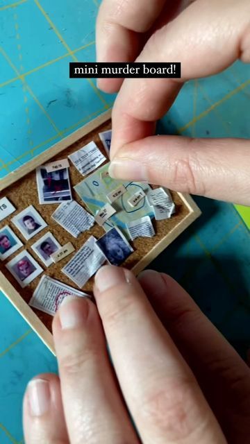 Sara Schaefer on Instagram: "Still accepting orders for mini murder boards, Mar-a-lago file boxes, picket signs and more over at my shop (link in bio)! Shipping orders by end of next week in time for Christmas 🎄 🎁 🗂️ 📌 #handmade #truecrime #miniatures #dailymini #dollhouseminiatures #funnycrafts #asmr #soothing #asmrcrafting" Minature Things How To Make, Making Miniature Houses, Tiny Things Diy, Miniature Diorama Ideas, Handmade Miniatures Diy, How To Make Mini Stuff Diy, Diy Mini Things, Miniature Crafts Diy Ideas, Making Miniatures Diy