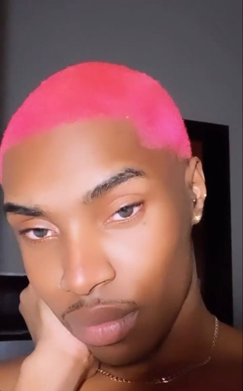 Pink Buzzcut Men, Pink Buzzcut, Pink Hair Men, Hair Inspo Aesthetic, Buzzcut Men, Pink Short Hair, Baby Pink Hair, Boys Colored Hair, Boy Hair