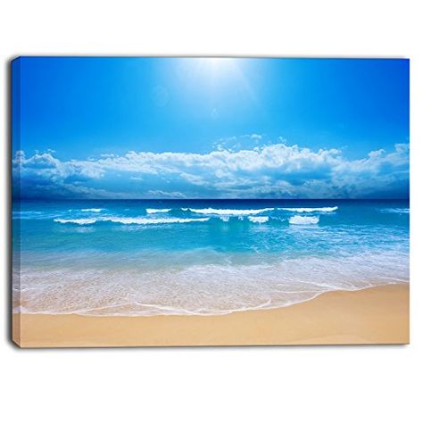 Designart PT68084030 Paradise Beach Seascape Photography Canvas Print Blue 40x30 * For more information, visit image link. (This is an affiliate link) Sea Murals, Beach Wall Murals, Pool Wall, Wall Mosaic, Beach Pink, Seascape Photography, Inspirational Photos, Ocean Pictures, Great Wave Off Kanagawa