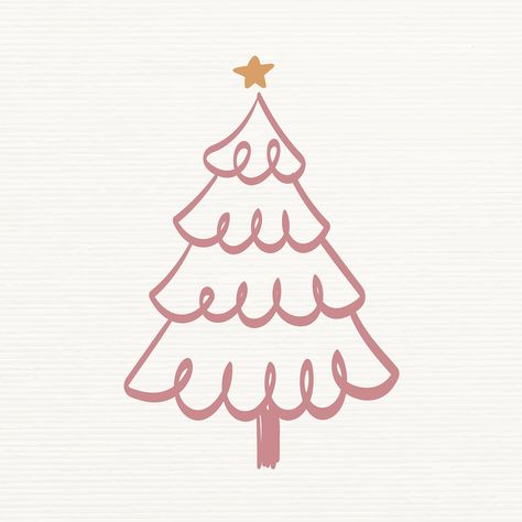 Pink Christmas Tree Drawing, Easy Christmas Crafts For Toddlers, Christmas Tree Sticker, Botanical Christmas, Tree Collage, Christmas Doodle, Tree Doodle, Christmas Tree Drawing, Christmas Tree Images