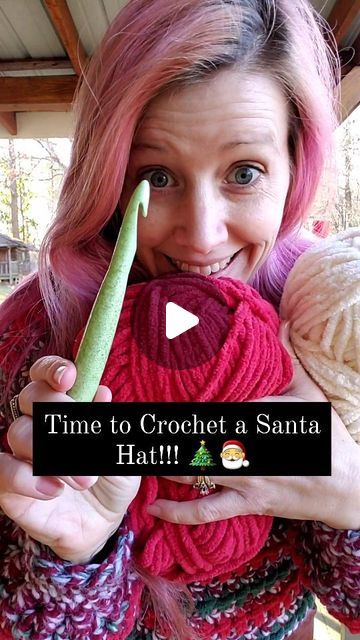 Evelyn Burttram on Instagram: "Comment SANTA to get the link to the easiest Santa Hat you'll ever make! 🎅 I'm super excited to be releasing my second super chunky Santa hat! This new "classic" chunky Santa hat has a double ribbed band, making it SUPER cozy and warm around the ears, and the body of the hat is worked in Half Double Crochet with a 12mm hook, so they are SUPER quick to make! According to my testers, once you make ONE, the ENTIRE family will want one!! 😂 This is a truly beginner-friendly pattern that can be made in just a few hours–so you still have time to make these before Christmas celebrations!!! What you'll need: 175 yards of Super Bulky (6) weight yarn - I used bernat blanket yarn 12mm hook Pom Pom maker or pre-made Pom Pom Comment SANTA below and I'll send you a link Baby Santa Hat, Santa Hat Pattern, Crochet Santa Hat, Bernat Yarn, Bernat Blanket, Crochet Santa, Pom Pom Maker, Bernat Blanket Yarn, Finger Knitting