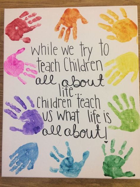 Classroom Handprint Poster, Rainbow Theme Daycare Room, Infant Quotes Daycare, Handprint Classroom Decor, Infant Preschool Room Ideas, Infant Classroom Crafts, Waddler Classroom Ideas, All About Me Infant Activities Crafts, Classroom Ideas For Toddlers