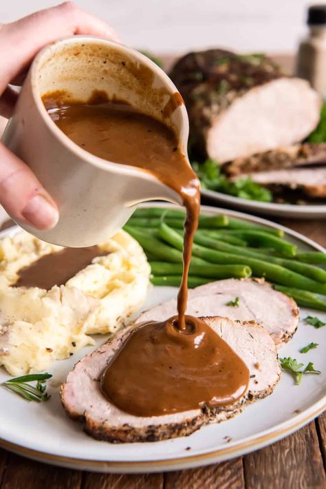 Pork Loin Roast In Oven With Gravy, Pork Loin Recipes With Gravy, Pork Loin Sirloin Roast Recipes, Pork Roast And Gravy Recipes, Pork Roast With Gravy In Oven, Gravy For Pork Loin, Pork Loin Roast With Gravy, Pork Loin Gravy Recipes, Pork Tenderloin With Gravy Recipes