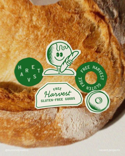 Throwback to this one — FREE HARVEST, a gluten-free bakery. Packaging mockups created on @pacdora Get 20% off your Pacdora subscription with my code SUN20 ☀️ Save for later 🥯 #branddesign #packagingdesign #pacdora (brand designs, brand identities, logo design, packaging design, pacdora, bakery branding, brand identity design, graphic design) Bagel Packaging Design, Bread Company Logo, Gluten Free Packaging, Bagel Logo, Bakery Graphics, Bakery Brand Identity, Bakery Labels, Bakery Branding Design, New York Bagel