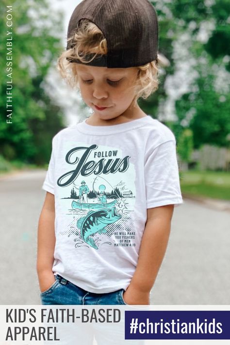 Kids Christian Shirts, Bible Verse Tshirts, Christian Kids Shirts, Christian Clothing Men, Fisher Of Men, Jesus Apparel, Kids Faith, Fishers Of Men, Christian Clothing Brand