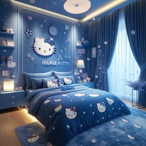 Hello Kitty Room, Kitty Room, Hello Kitty Room Decor, Hello Kitty Baby, Hello Kitty Rooms, Cute Stuffed Animals, Room Accessories, Blue Bow, Hello Kitty Wallpaper