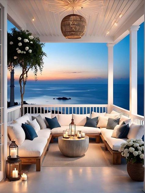 Castle House Design, Dream House Aesthetic, Corner Seating, Retail Store Interior Design, House Balcony, Coastal Room, Luxury Beach House, Magical Home, Dream Beach Houses