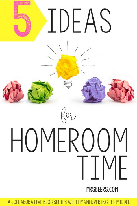 How are you engaging students during your homeroom time? Here are 5 Ideas to make the most of Homeroom and Advisory time for Middle School Middle School Advisory, Middle School Organization, Advisory Activities, Independent Learning Activities, Middle School Activities, Language Arts Classroom, First Year Teachers, Middle School Classroom, Middle School Student