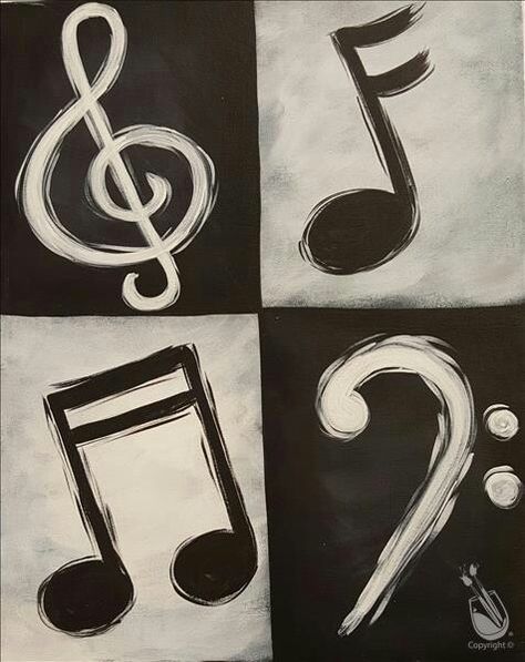 Music Art Painting, Mini Tela, Painting With A Twist, Sheet Music Art, Music Drawings, Notes Art, Music Painting, Painting Party, Music Artwork