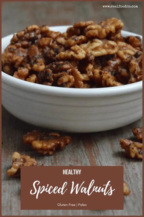 Seasoned Walnuts Recipe, Spiced Walnuts Recipe, Aip Foods, Spiced Walnuts, Party Dip Recipes, Recipe Gluten Free, Diary Free, Walnut Recipes, Roasted Walnuts