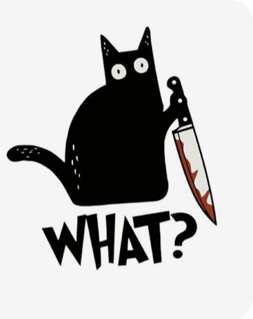 Cat With Knife, Black Cat, Funny, T Shirt, Black, Design, Art