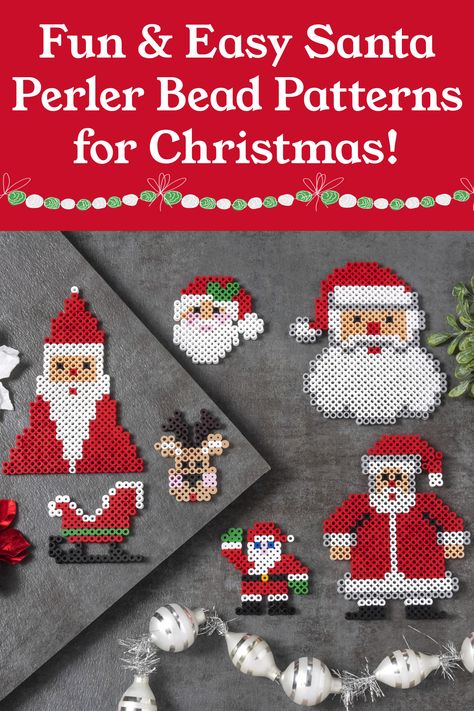 Christmas Perler Beads, Pearl Beads Pattern, Easy Perler Beads Ideas, Christmas Crafts For Adults, Santa Patterns, Christmas Decorations For Kids, Hama Bead, Santa Decorations, Bead Projects