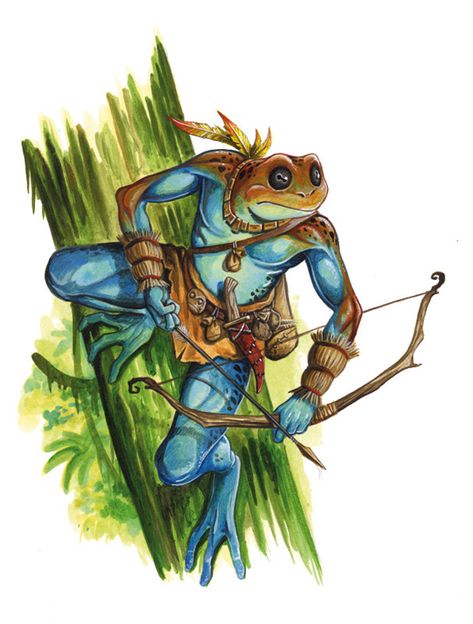 Grippli by FStitz on DeviantArt Frog Man, Dungeons And Dragons Races, Monster Manual, Beast Creature, Frog Art, Fantasy Races, Fantasy Creatures, Character Concept, Dungeons And Dragons