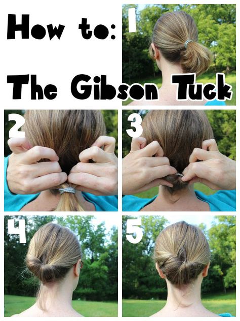 Gibson Tuck Tutorial Gibson Tuck Short Hair, Gibson Roll Hair Tutorials, Gibson Hair, Gibson Tuck, Dita Von Teese Style, Pioneer Trek, Hair Tuck, 1940s Hairstyles, Flower Crown Hairstyle