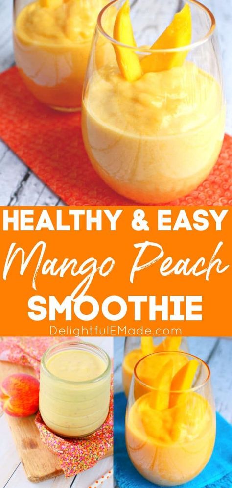 Fresh Mango Smoothie, Smoothies With Peaches, Healthy Peach Smoothie Recipes, Peach Avocado Smoothie, Peach Breakfast Smoothie, Healthy Mango Smoothie Recipes, Mango And Peach Smoothie, Peach Smoothie With Yogurt, Easy Peach Smoothie Recipes