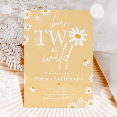 Daisy Birthday Party Bohmian Two Wild 2nd Birthday Invitation All designs are © PIXEL PERFECTION PARTY LTD Daisy Birthday Party, Lila Party, Wild One 1st Birthday, Groovy Party, 2nd Birthday Party For Girl, Daisy Birthday, Wild Birthday Party, Daisy Party, Baby Birthday Themes