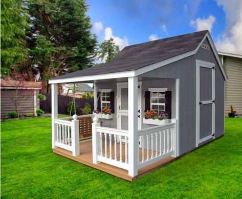 Wooden Kids Outdoor Playhouses | Custom Backyard Cabins Kids Wooden Playhouse, Front Porch Flower Boxes, Dream Playhouse, Porch Flower Boxes, Cottage Playhouse, Victorian Playhouse, Playhouse For Kids, Shed Playhouse, Backyard Accessories