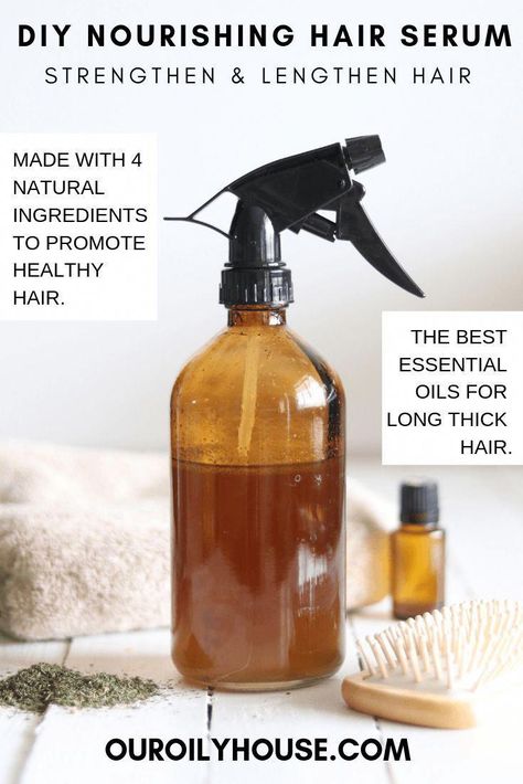 DIY nourishing hair serum to strengthen & lengthen hair. #naturalhaircare Homemade Hair Serum, Diy Hair Serum, Homemade Conditioner, Hair Lengthening, Hair Recipes, Diy Serum, Coconut Oil Hair Mask, Homemade Shampoo, Ayurvedic Hair