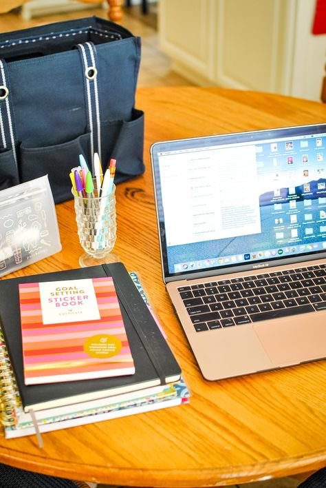 A Simple Mobile Office Setup | by Sweetpea Lifestyle Mobile Desk Setup, Portable Desk Setup, Mobile Office Organization, Portable Home Office, Portable Office Workstation, Mobile Office Ideas Car, Mobile Office Ideas, Portable Office Ideas, Office In A Bag