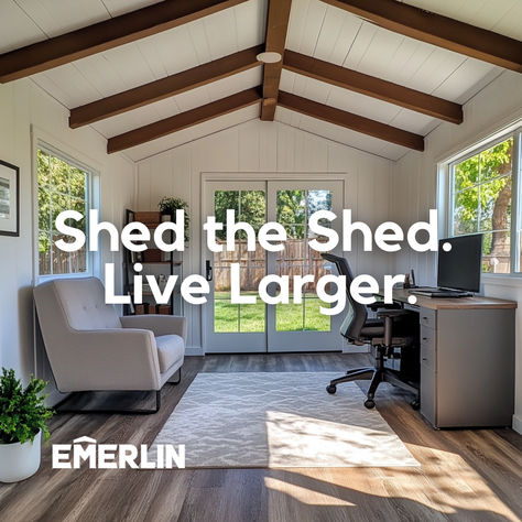 Looking for a durable, stylish shed?  Emerlin sheds are custom-built to suit your space perfectly. No messy deliveries—our expert team builds right on your property!  Get started today! 💬 Request Your Free Quote Sheds For Sale, Outdoor Buildings, Shed Roof, Storage Sheds, Custom Storage, Shed Design, Shed Storage, She Shed, Free Quote