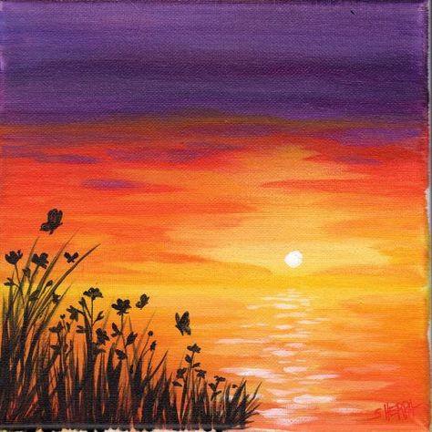 EASY SUNSET OCEAN Beginners Learn To Paint Acrylic Tutorial Step By Step Day 18 #acrylicapril2021 | The Art Sherpa Sunrise Art Painting, Sunset Art Painting, Sunset Painting Easy, Painting For Beginners Videos, Canvas Painting For Beginners, Art Sherpa, Sunset Canvas Painting, The Art Sherpa, Sunset Painting Acrylic