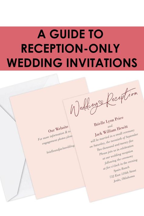 If you’re having a small wedding and big reception, you’ll want to invite right. Learn how to word your reception-only invitations and what you might need to include too. Having a small wedding and big reception has become so popular! No matter the reason, inviting to your reception-only wedding celebration should be handled similarly to inviting to a traditional wedding. Reception Only Wedding, Creative Invitation Design, Reception Only Wedding Invitations, Reception Invitation Wording, Wedding Reception Invitation Wording, Wedding Invitations Printable, Reception Only Invitations, Small Outdoor Wedding, Wedding Planner Business