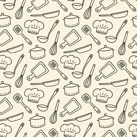 Recipe Book Background Design, Chef Doodle, Chef Background, Cooking Doodles, Chef Wallpaper, Culinary Illustration, Cooking Logo, Vector Wallpaper, Kitchen Drawing