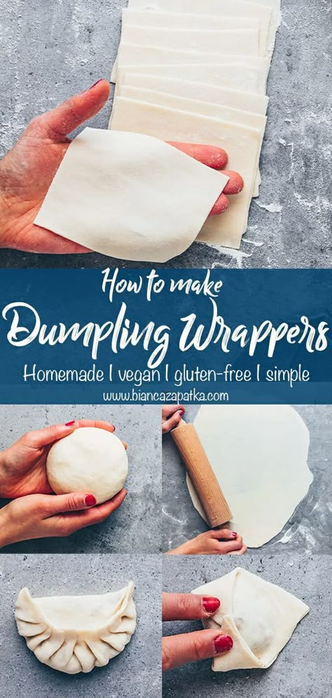 Healthy Homemade Dumplings, Gluten Free Pork Dumplings, Gluten Free Gyoza Wrappers, Healthy Gluten Free Dinner Ideas, Gluten Free Chinese Dumplings, Gf Wonton Wrappers, Gf Dumpling Wrappers, Dumpling Wrapper Recipes, Rice Flour Dumpling Wrappers