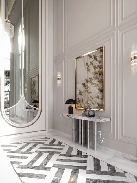 Neoclassic Majlis on Behance Neoclassic Majlis, Classic Foyer, Luxury Marble Flooring, Floor Pattern Design, Inlay Flooring, Marble Flooring Design, Foyer Flooring, Graphic Design Interior, Lobby Interior Design