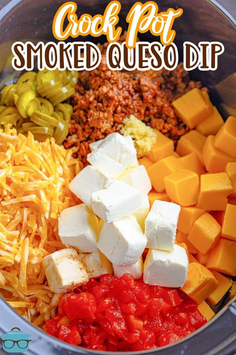 Crock Pot Smoked Queso Dip Beefy Queso Dip Crock Pot, Venison Queso Dip Crockpot, Beef Queso Dip Crockpot, Crockpot Taco Dip, Crock Pot Queso Dip, Sausage Queso Dip, Queso Dip Crockpot, Spicy Queso Dip, Smoked Queso Dip