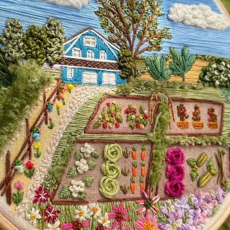 Garden Embroidery, Hand Embroidery Projects, Cute Embroidery, Sewing Embroidery Designs, Hand Embroidery Art, Crewel Embroidery, Slow Stitching, Embroidery Craft, Hand Embroidery Patterns