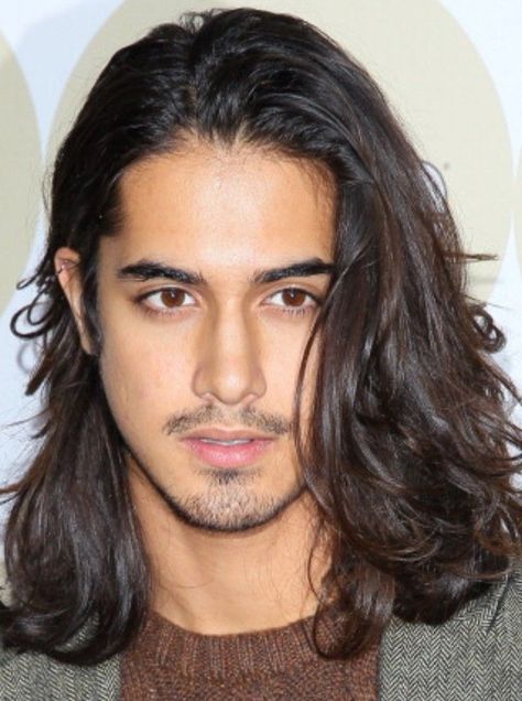 Men With Shoulder Length Black Hair, Shoulder Length Black Hair, Dark Curly Hair, Open Hair, V Hair, Brown Hair Men, Avan Jogia, Men's Long Hairstyles, Black Hair Color