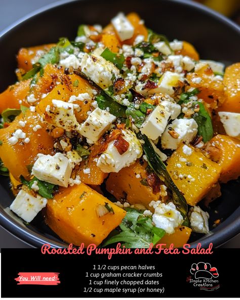 Indulge in the flavors of fall with this delicious Roasted Pumpkin and Feta Salad recipe. Made with tender roasted pumpkin, creamy feta cheese, and a tangy vinaigrette, this salad is the perfect addition to your autumn menu. Whether you're looking for a healthy lunch option or a side dish for Thanksgiving dinner, this salad is sure to impress. Save this recipe for later and give it a try! #pumpkinrecipe #fallflavors #saladideas #fetacheese #recipeinspiration Pumpkin Fetta Salad, Roast Pumpkin Salad Recipes, Roasted Pumpkin Salad Recipes, Pumpkin Feta Salad, Pumpkin And Feta Salad, Roasted Pumpkin Salad, Pumpkin And Feta, Carrot And Parsnip Soup, Sausage Stuffed Acorn Squash