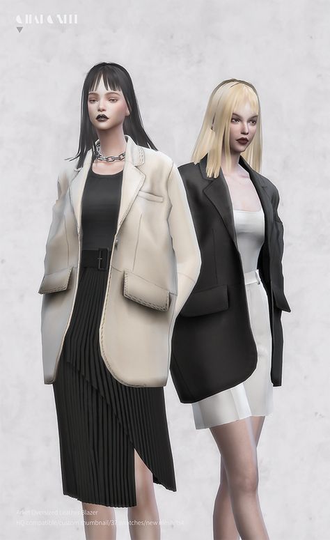 Techwear Female, Oversized Leather Blazer, Sims 4 Custom Content Patreon, Mods Sims 4, Play Sims 4, The Sims 4 Pc, Sims 4 Dresses, Sims Four, Sims4 Clothes