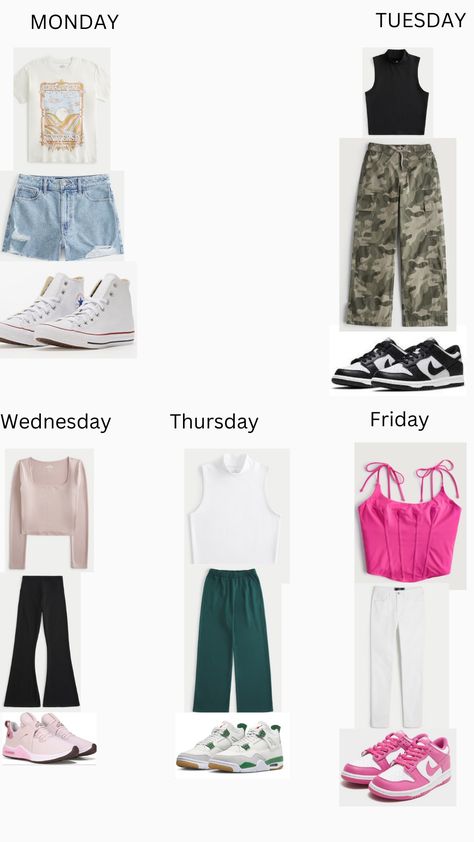 Sorry I didn't have room for Sunday and Monday and I'm it's really bad but the fits are cute Monday To Sunday Outfits, Outfits For Monday School, Outfits For Monday, Monday Outfits, School Outfits Ideas, Monday Outfit, Outfits For School, Casual Preppy Outfits, Really Cute Outfits