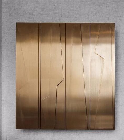 Metal Wall Panel, Interior Artwork, Wall Panel Design, Bronze Lamp, Leather Wall, Neutral Interiors, Steel Sculpture, 3d Wall Panels, Wall Molding