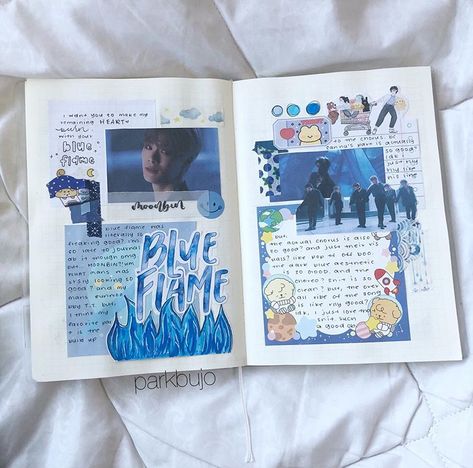 Astro Journal, Bts Vogue, Dairy Writing, Astro Eunwoo, Kpop Journal, Notes Journal, Bullet Journal Aesthetic, Blue Flame, Beautiful Journals