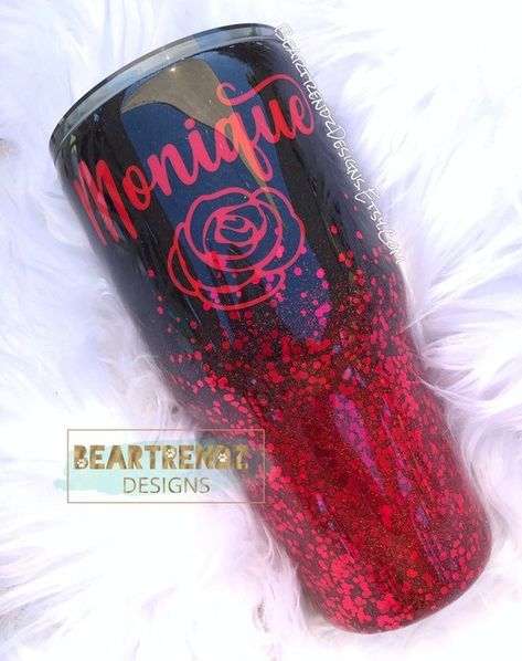 Red Ombre Glitter Tumbler, Epoxy Tumbler, Glitter Tumbler with Straw, Personalized Tumbler, Custom G Black And Red Ombre, Chunky Glitter Tumbler, Black Glitter Tumbler, Black To Red Ombre, Nerd Crafts, Custom Confetti, Monogram Tumbler, Glitter Tumbler Cups, Smell The Roses