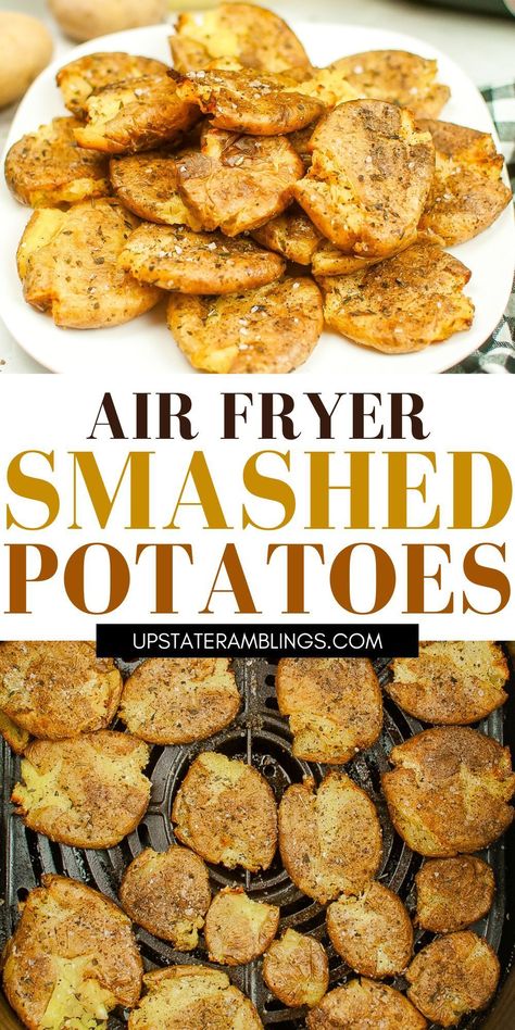 Air Fryer Smashed Potatoes Air Fried Smashed Potatoes, Smashed Air Fryer Potatoes, Air Fryer Small Potatoes, Crispy Air Fryer Potatoes, Small Potatoes In Air Fryer, Mini Potatoes Air Fryer, Mini Smashed Potatoes, Air Fryer Smashed Potatoes, Smash Potatoes