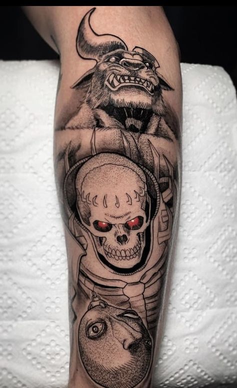 Skull Knight Tattoo, Skull Knight Berserk, Berserk Tattoo, Skull Knight, Dbz Tattoo, Knight Tattoo, Kentaro Miura, Dark Tattoo, Anime Tattoos