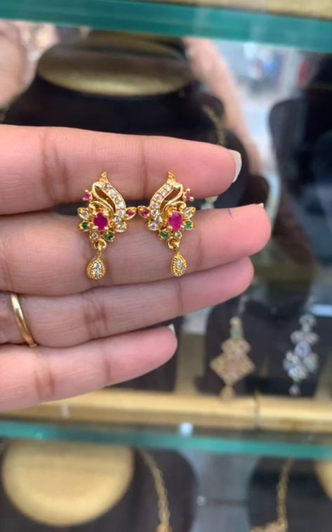 Simple Ear Rings Gold Daily Wear, Tamil Earrings, 2 Gm Gold Earrings, 2 Grams Gold Earrings, Daily Wear Earrings Gold Indian, 3 Grams Gold Earrings Indian, 2 Grams Gold Earrings Designs, Earrings Gold Indian, Daily Wear Earrings