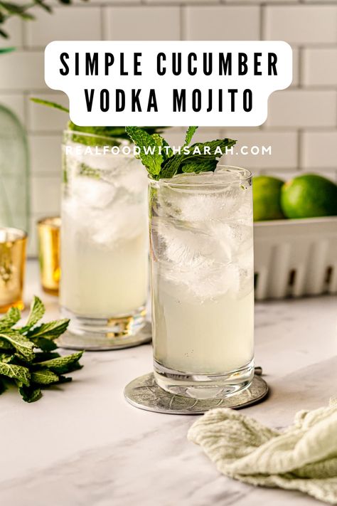 Cucumber Mojito Recipe, Cucumber Vodka Drinks, Cucumber Mojito, Best Mojito Recipe, Vodka Mojito, Mojito Recipe Classic, Cucumber Cocktail, Classic Mojito, Cucumber Vodka