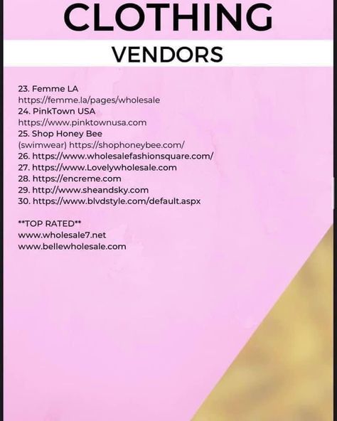 Wholesale Vendors List Free, Business Vendors, Business Plan Ideas, Online Boutique Business, Vendors List, Clothing Vendors, Esthetician Marketing, Vendor List, Hair Vendors