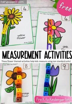 Flower Measuring Preschool, Spring Activity For Kindergarten, Measurement For Kindergarten, Easter Math Centers Kindergarten, Measurement Kindergarten Activities, Non Standard Measurement Activities, Measurement Activities For Kindergarten, Measurement Preschool, Fun Measurement Activities