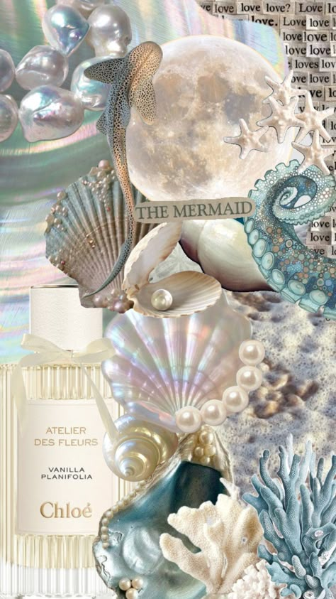 #beach #love #blue #white #ocean #summer #fyp #outfitinspo #nature #vintage Ocean Aesthetic Party, Beach Core Aesthetic, Seashell Aesthetic, Ocean Collage, Beachy Wallpapers, Pearl Wallpaper, Scrapbook Letters, H2o Mermaids, Backgrounds Girly